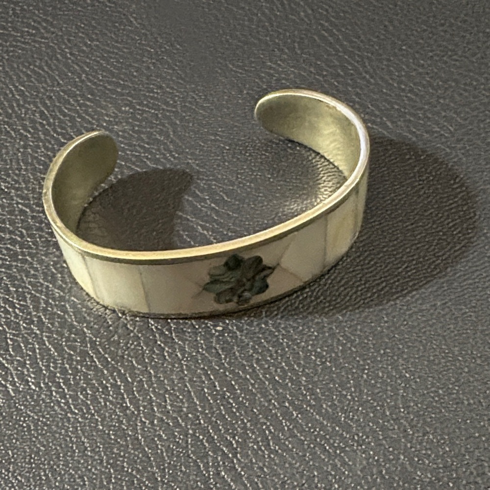 Abalone silver cuff bracelet small